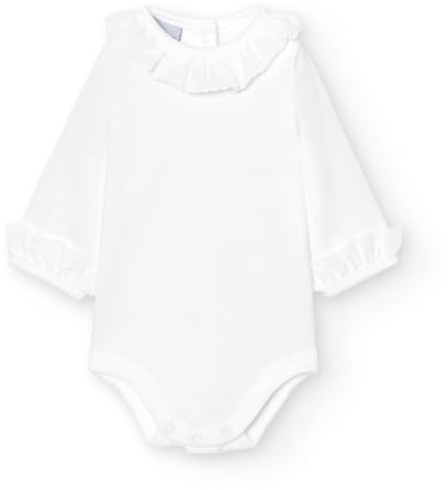BABIDU Body de Bebé Blanco Cuello Batista, 100% Algodón, Manga Larga | Talla 3 meses: se ajusta a la talla real y deja libertad de movimiento. Ideal primera puesta y regalo.