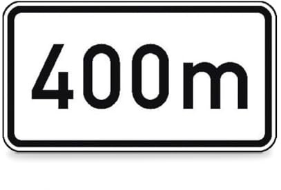 Zusatzzeichen nach StVO - Nr. 1004-33 Nach 400 m Größe: 42,0 x 23,1 cm Aluminium, Typ1, retroreflektierend ausgerüstet