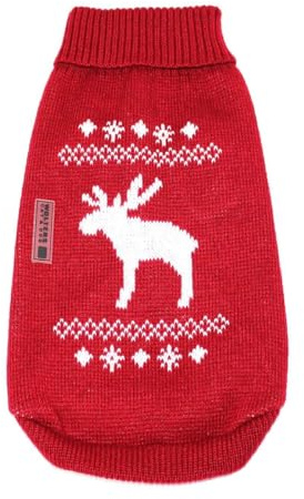 Wolters | Strickpullover mit Elch - rot/weiß | Rückenlänge 35 cm
