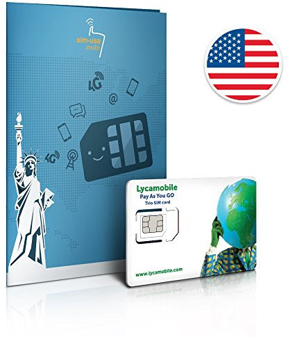 Carte SIM prépayée USA, 4 Go 4G LTE, appels et SMS à l’international illimités, 30 jours