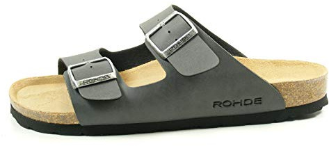 Rohde Herren Männer Sandale Pantolette Zweiriemer Hausschuhe 5920 grau, Schuhgröße:44 EU