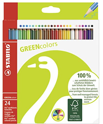 STABILO - Umweltfreundlicher Buntstift - GREENcolors - 24er Pack - mit 24 verschiedenen Farben