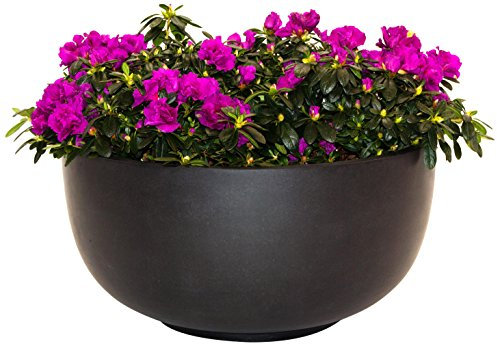 Pflanzkübel, Pflanzschale Fiberglas D80xH40cm elegant schwarz-matt.