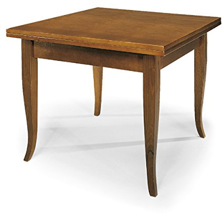 KONTE.DESIGN Tavolo SANTO SPIRITO allungabile a Libro, in legno nobilitato stile arte povera, finitura noce, 100 x 100 x 78 cm-200 x 100 x 78 cm