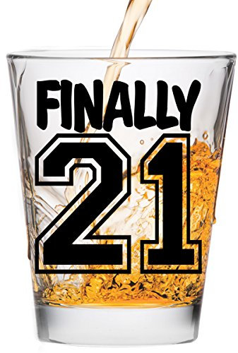 Make Em Laugh Finally 21 Shot Glass - 21st Birthday Gift - Celebrate Turning Twenty One