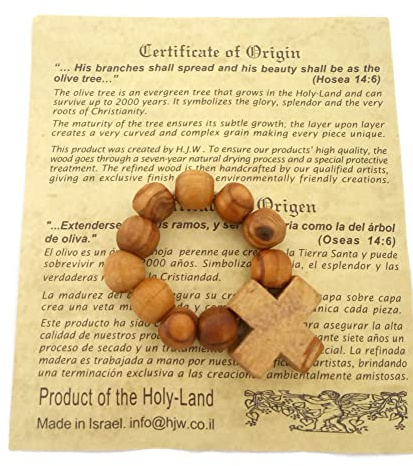 Rosario de madera de olivo dedo Certificado de Autenticidad hjw