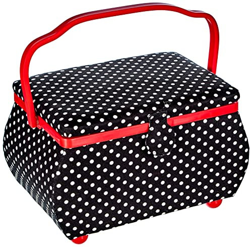 Prym 612246 Nähkorb Polka Dots schwarz/weiß L