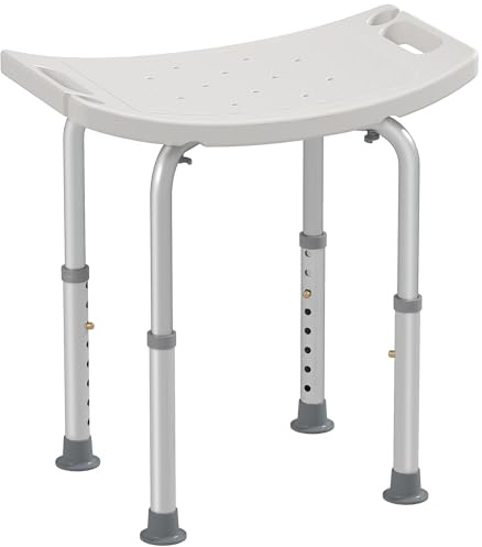 HOMCOM Taburete de Ducha Silla Ducha Personas Mayores con Altura Regulable Taburete Baño de Aluminio Antideslizante Carga 135 kg para Ancianos y Discapacitados Blanco
