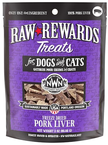 Northwest Naturals Raw Rewards Freeze-Dried Pork Liver Treats for Dogs and Cats - Bite-Sized Pieces - Healthy, 1 Ingredient, Human Grade Pet Food, All Natural, Proudly Made in USA, 3 Oz