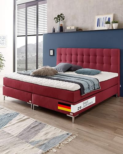 boxspringbettenshop24.de - Luxus Boxspringbett mit TALALAY LATEX Topper 140x200 Härtegrad 1 2 3 4 und 5 wählbar, 22 Farben lieferbar, mit TTF Tonnentaschenfederkern 1000 - Premium Bett Polsterbett