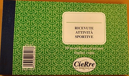 Blocco ricevute di pagamento attività sportive 50 moduli autoricalanti duplice copia - 10x23cm.