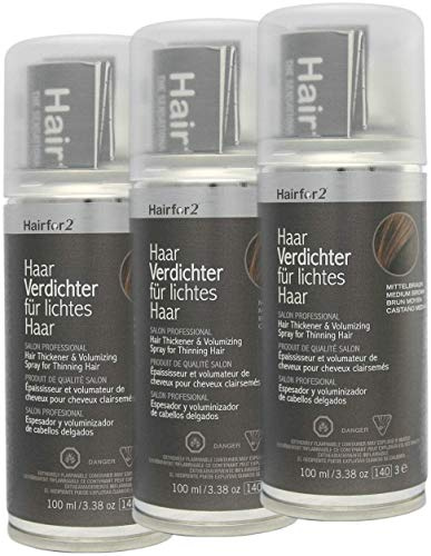 Vorratsangebot! 3 x Hairfor2 Haarverdichtungsspray 100ml (Mittelbraun)
