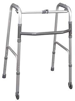 Deambulatore pieghevole in alluminio anodizzato 2 puntali e 2 ruote fisse Ø 7 cm Serie Click Art. RP735M