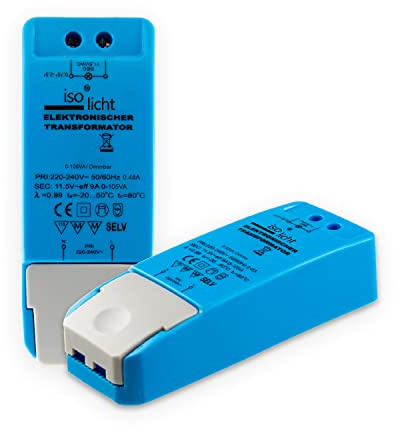 Isolicht - Transformador, 12 V/CA, 0-105 VA, regulable, con controladores, para iluminación led