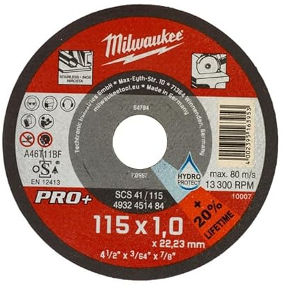 Disque à tronçonner MILWAUKEE Pro + - Ø 115 mm x 1 mm - 4932451484