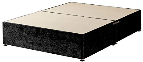 WINDSOR Velvet Divan Base, Fabric, Black, Double, 2-Piece