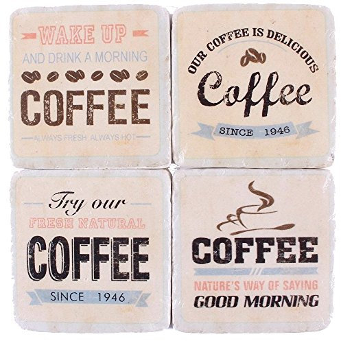 Untersetzer Set - 4 teilig im Antik Look - Shabby - Kaffee Coffee