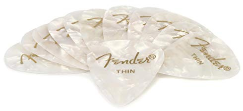 Fender 351 form premium plektrum – vit motorcykel – tunn – 12-pack