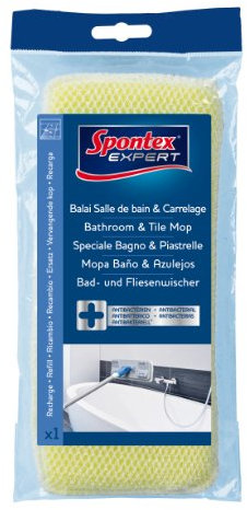 Spontex – Patin de remplacement pour balai de salle de bain et de carrelage antibactérien et flexible pour une utilisation sur tous les angles d'courbes de baignoire. Lot de 1