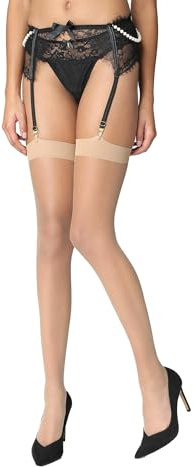 MARILYN erotiska strapsstrumpor utan strumpebandsbälte som 1, 2 eller 4-pack, 15 denier, 2 x vardera svart, visone, 40/42