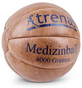 trenas - médecine-Ball en Cuir - 4,00 kg