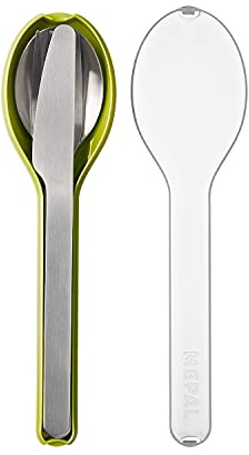 Mepal Rosti Besteck-Set Ellipse, Edelstahl/Polypropylen, 19,5 x 5,1 x 2,3 cm, 3-teilig, zitronengelb, 19.5 x 5.1 x 2.3 cm