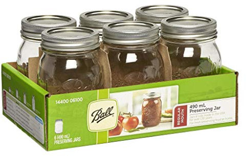 Ball Mason Glass Preserving Homemade Jam Gift Jars 490ml - Pack of 6