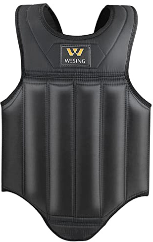 Wesing Martial Arts Muay Thai Boxing Chest Protector MMA Sanda Chest Guard (Black, M)