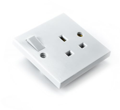 Status 13A Single Gang Switched Wall Socket, 250V UK Plug Socket Faceplate, White, S1G13AWS8