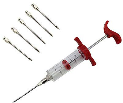 meizhouer 5 Stainless Steel Needles Spice Syringe Set BBQ Meat Flavor Injector Kithen Cooking Sauce Marinade Syringe Accessories