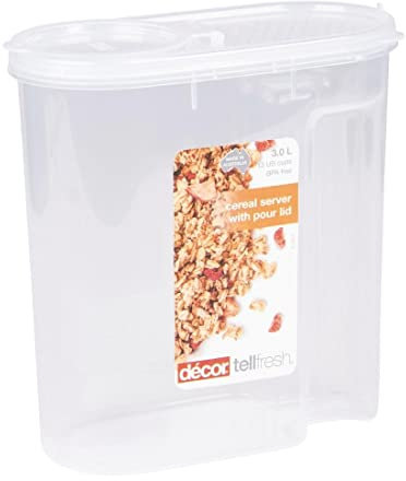 Décor Tellfresh Cereal Storage Dispenser | Large Airtight Container | Practical & Stackable Design | 3L