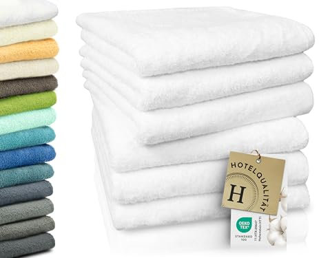 ZOLLNER 6er Set Handtücher in 50x100 cm - besonders weiche und saugstarke Gästehandtücher in weiß - mit praktischem Aufhänger - waschbar bis 95°C - Baumwolle - Hotelqualität