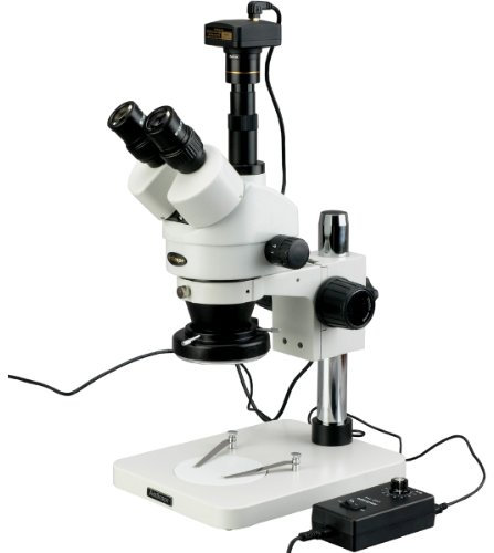 AmScope SM-1TSZ-144-M Digitales Zoom-Stereomikroskop mit 144-LED-Licht und 1.3 MP USB-Kamera, 3.5X-90X, Weiß