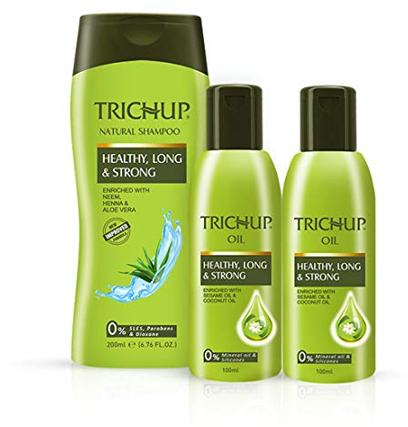 Trichup – Kit de 3 soins des cheveux longs ou pour la pousse des cheveux avec huile Healthy Long & Strong Oil (200 ml x 2) et shampooing Healthy Long & Strong Shampoo (200 ml)