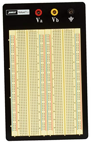 JAMECO VALUEPRO - WBU-204-R Jameco Valuepro 1660-Point Solderless Breadboard 6.5L x 4.3W, 0.1 spread, Ideal for Prototyping and Classroom Projects - 20774