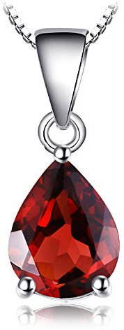 JewelryPalace Tropfenschliff 2.2ct Echt Granat Birthstone Solitaire Kette Anhänger, Roter Stein Schmuck Set, Halsketten Damen Silber 925 Collier Edelstein Mädchen, Ketten für Frauen Geschenk 45CM