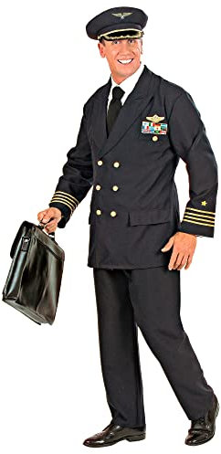 W WIDMANN MILANO Party Fashion - Kostüm Pilot, Jacke, Hose, Hut, Uniform, Airline, Karneval, Mottoparty