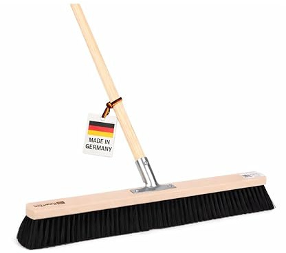 Profi Saalbesen weiche Kunsthaar Borsten 80cm mit Stiel 140cm Lang Besen | Mit Geräte-Holzstiel Ø28mm, Stabiler Metall-Stielhalter, Für glatte Böden, Für Innenbereiche