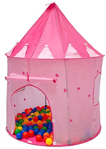 LittleTom Mädchen Kinderzelt Spielzelt – Pop-Up Zelt 100x100x135 cm – dekoratives Bällebad Haus für Baby und Kinderzimmer, Ballgrube Indoor & Outdoor