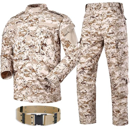 HANSTRONG GEAR Uniforme militaire tactique pour hommes avec pantalon de chasse BDU, chemise et pantalon avec ceinture