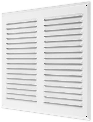 calimaero® WGQW Wetterschutzgitter 300mm Lüftungsgitter mit Insektenschutz | Außen Montage Abluftgitter mit Insektenschutz, robust, witterungsbeständig/Quadratmaß 310x310/ eloxiertes Alumminium-weiß