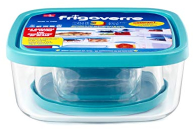 Bormioli 390610-SK5 Frigoverre bevarande glasbox set 3, transparent med blått lock