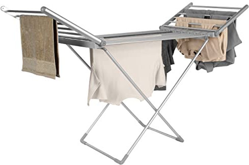 Beldray Heated Clothes Airer - Aluminium Clothes Drying Rack, Winged Indoor Dryer, 18 Bars, Foldable, Fast Heat Up To Reduce Drying Time, 12m Clothing Space, Max Load 15kg, Collapsible Frame, 230W