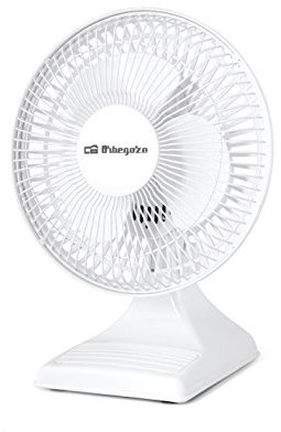 Orbegozo TF 0118 Ventilador de sobremesa, 2 velocidades, rejilla de protección, tamaño aspas 15 cm, silencioso, 20 W de Potencia, Blanco