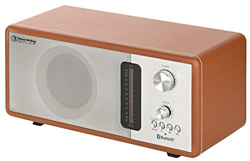 Roadstar HRA-1350 US/BT Retro-Radio mit Bluetooth, 40 Watt Musikleistung (Bluetooth, USB, SD-Karten-Leser, AUX-In), braun / silber, Gehäuse mit Kunstleder-Überzug