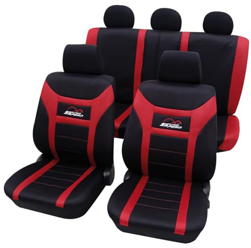PETEX Auto Sitzbezüge Universal Komplett Set 11-teilig - Super-Speed rot, Eco Class mit SAB 1 Vario