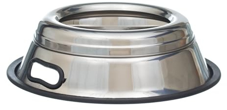 Indipets Stainless Steel Spill Proof Splash Free Dog Bowl - 32oz - Removable Cover and Easy Pick Up Grip Handle