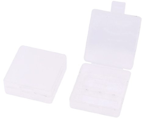 sourcing map 2 Un. Rectangular Blanco Claro Plástico Cásco de batería Caja para 9V Tipo Baterías