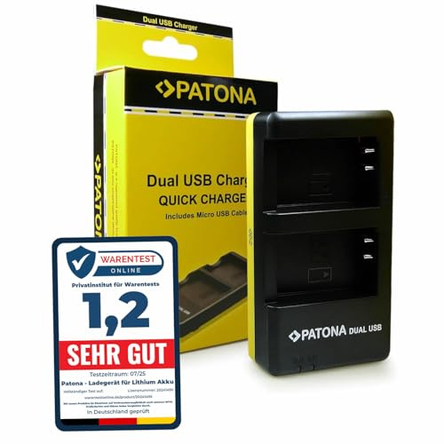 PATONA Dual Ladegerät für EN-EL20, EN-EL20a Akkus Kompatibel mit Nikon 1 AW1, 1 J1, 1 J2, 1 J3, 1 S1, 1 V3, Coolpix A, P950, P1000, P1100
