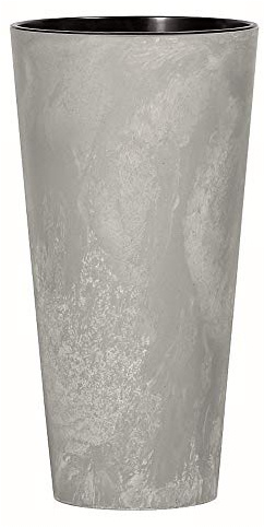 Prosperplast Tubus Slim Effect aus Kunststoff MIT Behälter in Farbe Zement, 76,2 (H) x 40 (B) x 40 (T) cm